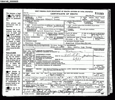 Charles Edward Young II - Death Certificate