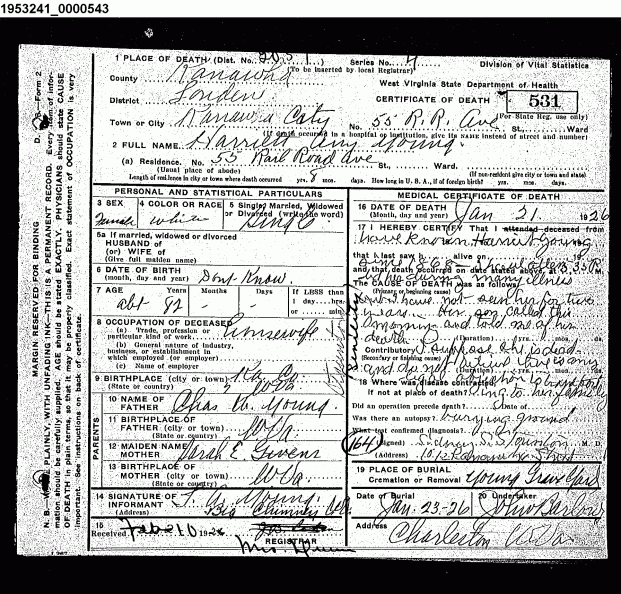 Harriett Ann Young - Death Certificate.gif